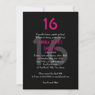 Invitación a los cumpleaños 16 de Funky Pink and B