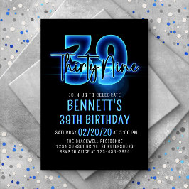 Invitación a los cumpleaños 39 de Blue Neon