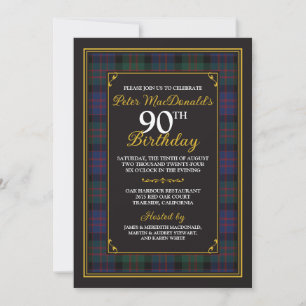 Invitación a los cumpleaños 90 de MacDonald Tartán