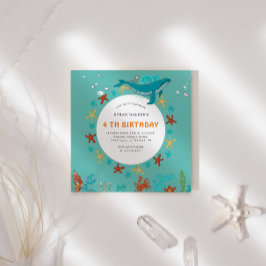 Invitación a los cumpleaños azul y blanco de Ocean