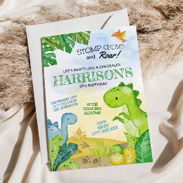 Invitación a los cumpleaños de Dinosaurio Stomp, C