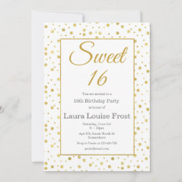 Invitación a los cumpleaños de Gold Confetti Sweet