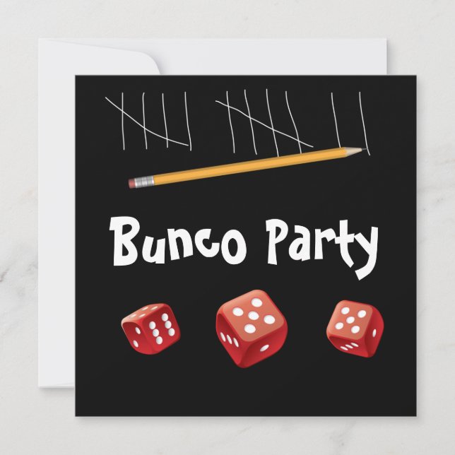 Invitación a los dados de juego y de Bunco (Anverso)