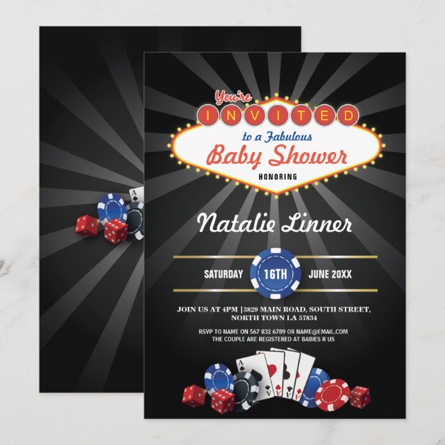 Invitación a los dados del Fiesta Baby Shower Las  (Anverso / Reverso)