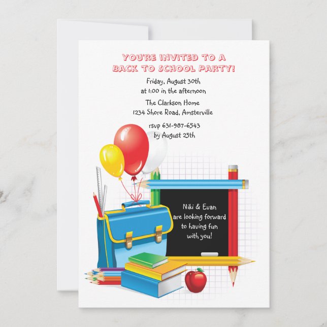 Invitación a los días escolares (Anverso)