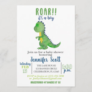 Invitación a los dinosaurios acuarela de Boy Baby 