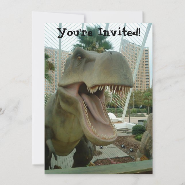 Invitación a los dinosaurios T-Rex (Anverso)