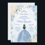 Invitación a los dulces blancos florales y azules<br><div class="desc">Invitación a Quince Blue Floral y Blue Winter</div>