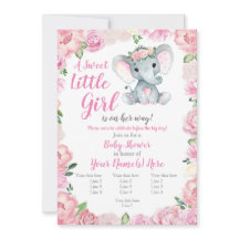 Invitación a los elefantes Chicas, rústico rosa, r