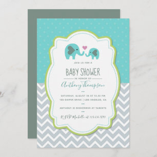 Invitación a los elefantes de Baby Shower Boy