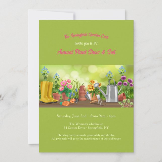 Invitación a los elementos de jardinería (Anverso)