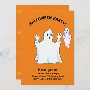 Invitación a los Fantasmas de Halloween Trumpy y M