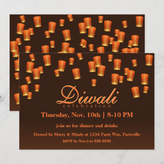 Invitación a los faroles del cielo del naranja Diw