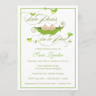 Invitación a los gemelos a Baby Shower - Dos polos