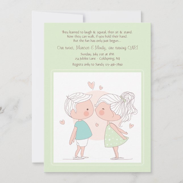 Invitación a los gemelos adorables (Anverso)