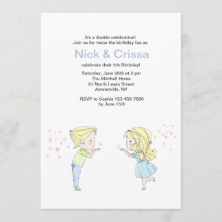 Invitación a los gemelos Chica y chico