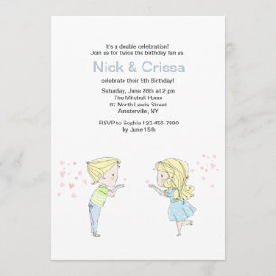 Invitación a los gemelos niño y Chica