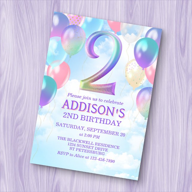 Invitación a los globos arcoiris de cumpleaños 2 c (Subido por el creador)