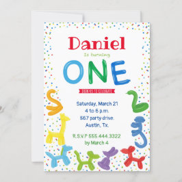 Invitación a los globos de animales de primer año