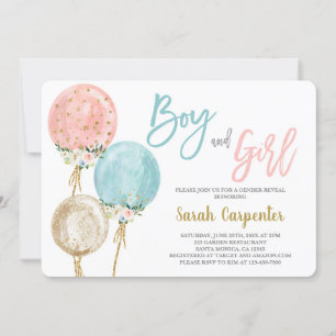 Invitación a los globos de Baby Shower para niños 