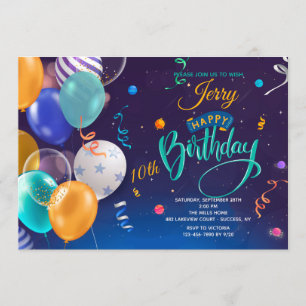 Invitación a los globos de cumpleaños