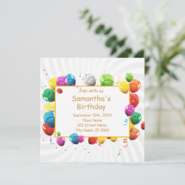 Invitación a los globos de cumpleaños feliz
