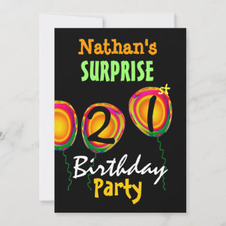 Invitación a los globos de fiesta de cumpleaños 21