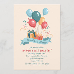 Invitación a los globos de la fiesta de cumpleaños
