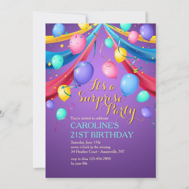 Invitación a los globos Fiestas (Anverso)