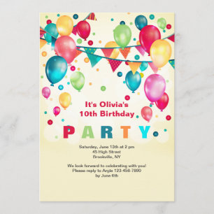 Invitación a los globos Fiestas