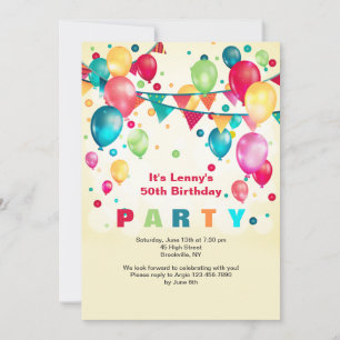 Invitación a los globos Fiestas