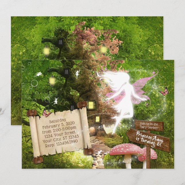 Invitación a los heces rosados de los bosques enca (Anverso / Reverso)