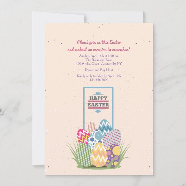 Invitación a los huevos de Pascua de bonito (Anverso)