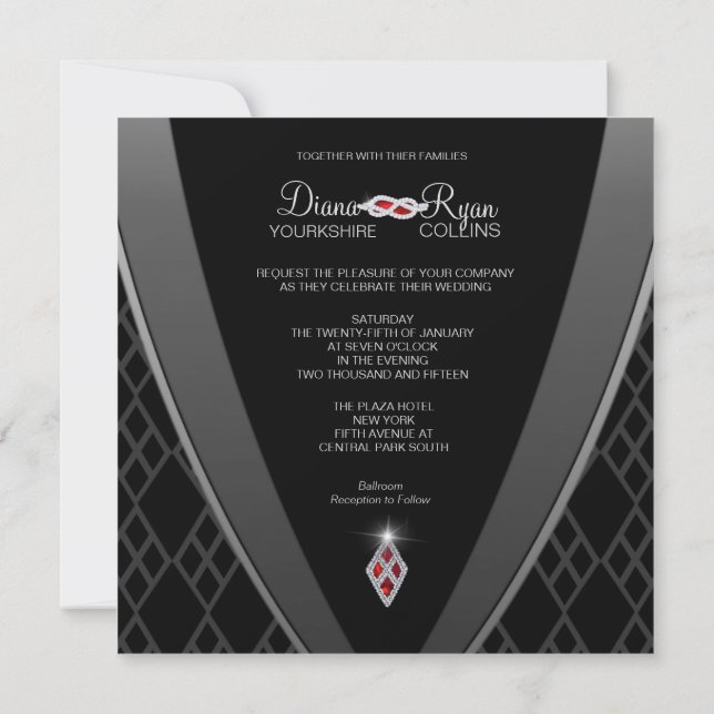 Invitación a los lazos negros de diamantes (Reverso)