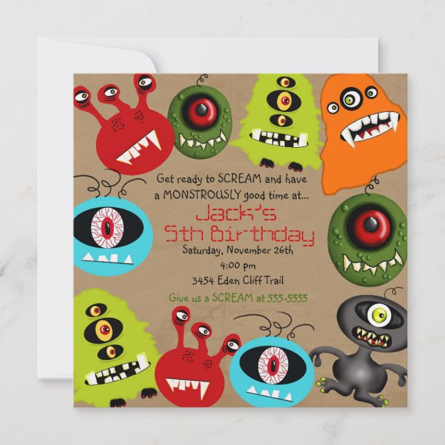 Invitación a los monstruos de LittleBeane (Anverso)