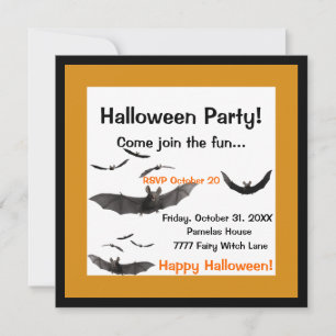 Invitación a los murciélagos de Halloween