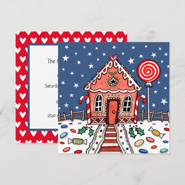 Invitación a los Navidades de la casa personalizad (Anverso / Reverso)