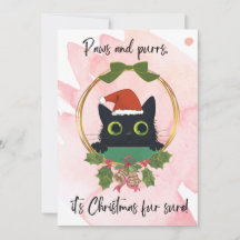 Invitación a los Navidades de Paws y Purrs moderno