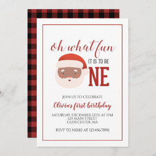 Invitación a los navidades de Santa First Birthday