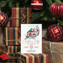 Invitación a los navidades Gnomes & Poinsettia