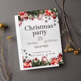 Invitación a los Navidades modernos, rojos y blanc