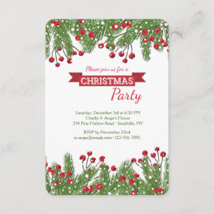 Invitación a los Navidades Pine y Berries
