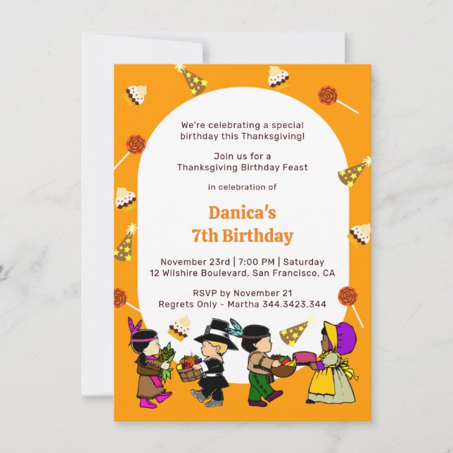 Invitación a los niños a la fiesta de cumpleaños d (Anverso)