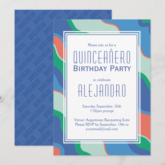 Invitación a los niños de 15 años de Quinceañero (Anverso / Reverso)