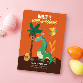 Invitación a los niños de 4 a 4 años de Dinosaur 4