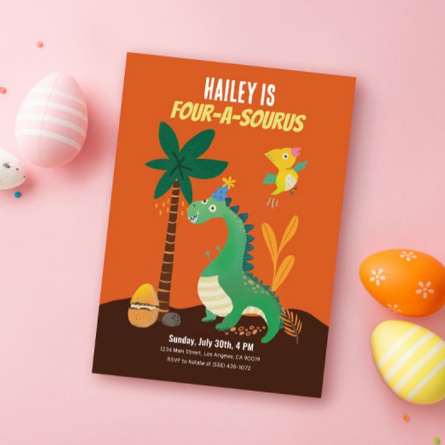 Invitación a los niños de 4 a 4 años de Dinosaur 4 (Subido por el creador)