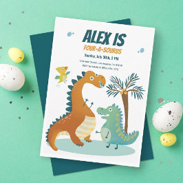 Invitación a los niños de 4 cumpleaños de Dinosaur