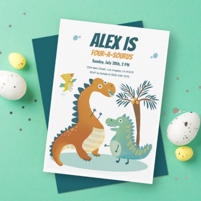 Invitación a los niños de 4 cumpleaños de Dinosaur (Subido por el creador)