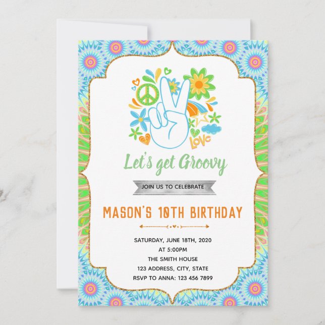Invitación a los niños de cumpleaños de los 60 (Anverso)