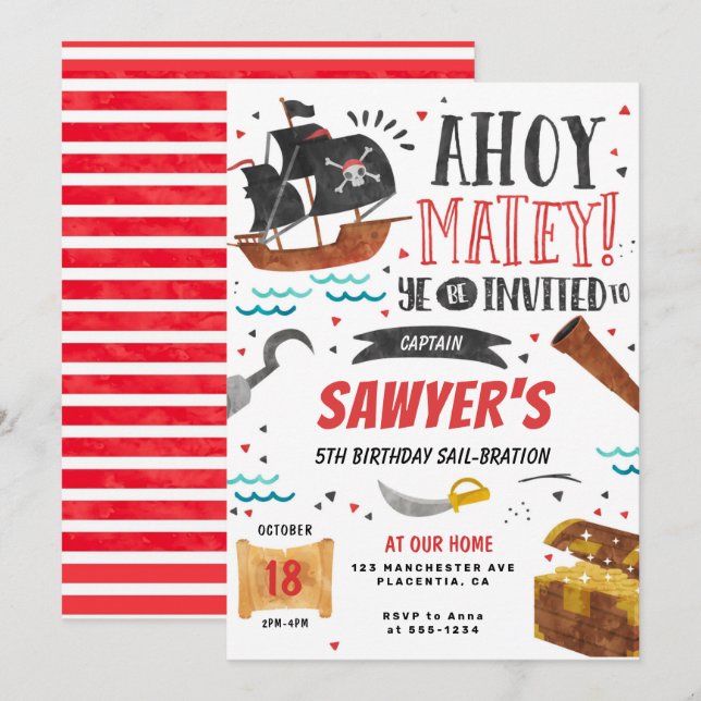 Invitación a los niños de la fiesta de cumpleaños  (Anverso / Reverso)